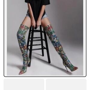 SM Vanquish Multicolor Snakeskin Over-the-Knee Boots